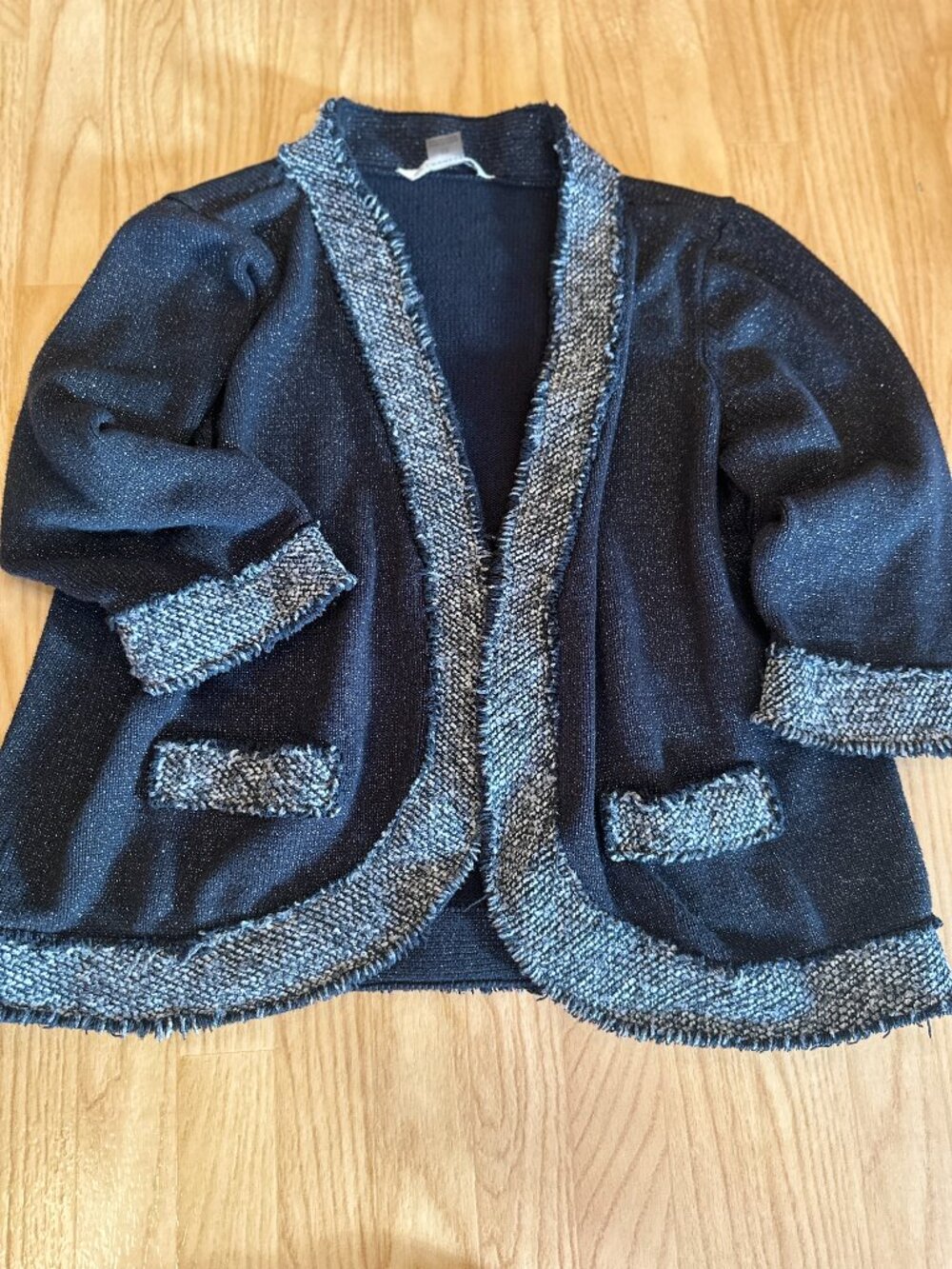 Peter Nygard Black Silver Metallic Trim Blazer/Jacket Plus 1X